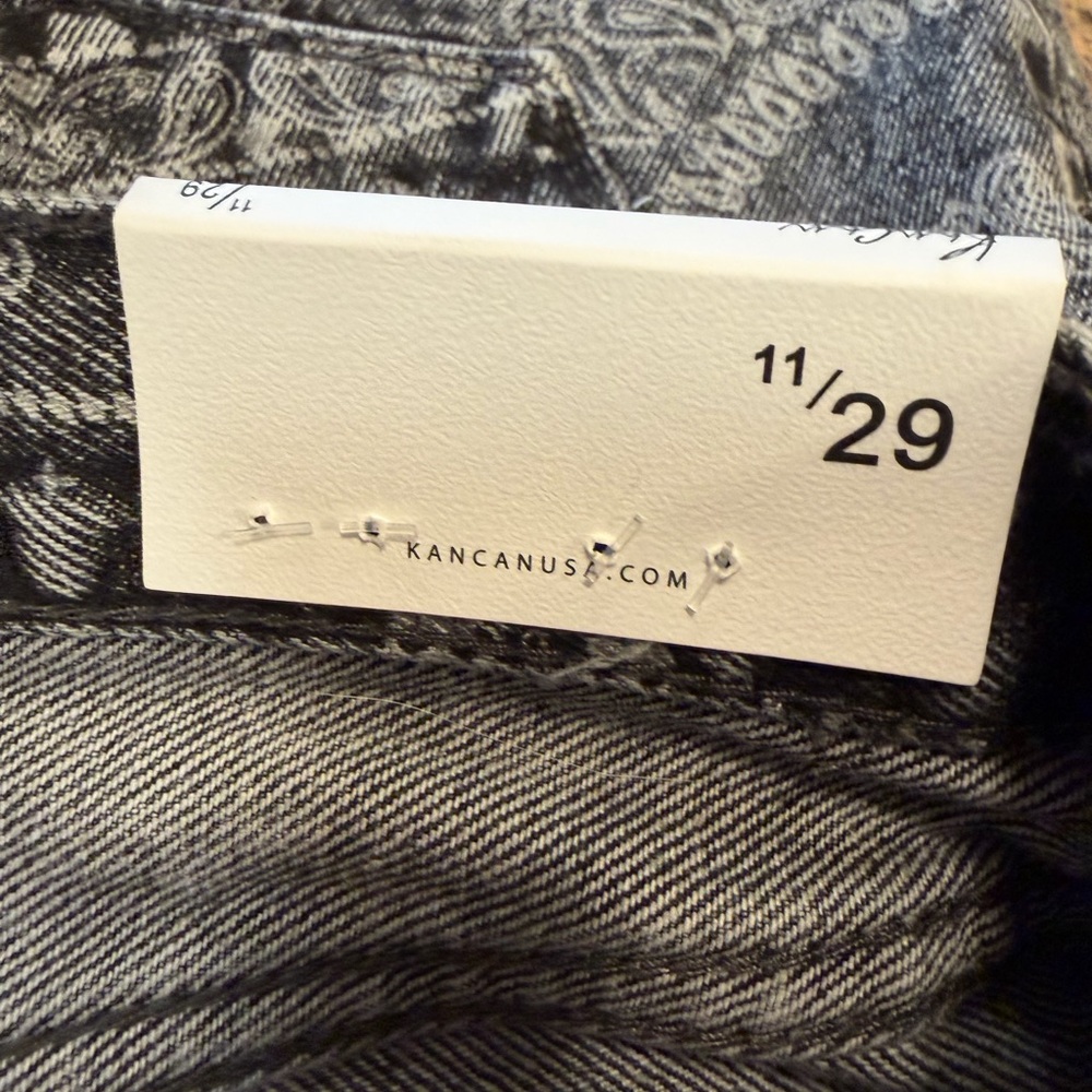 KanCan Paisley Print Denim Shorts Size 11 Black Acid Wash Edgy Western New - Picture 12 of 15